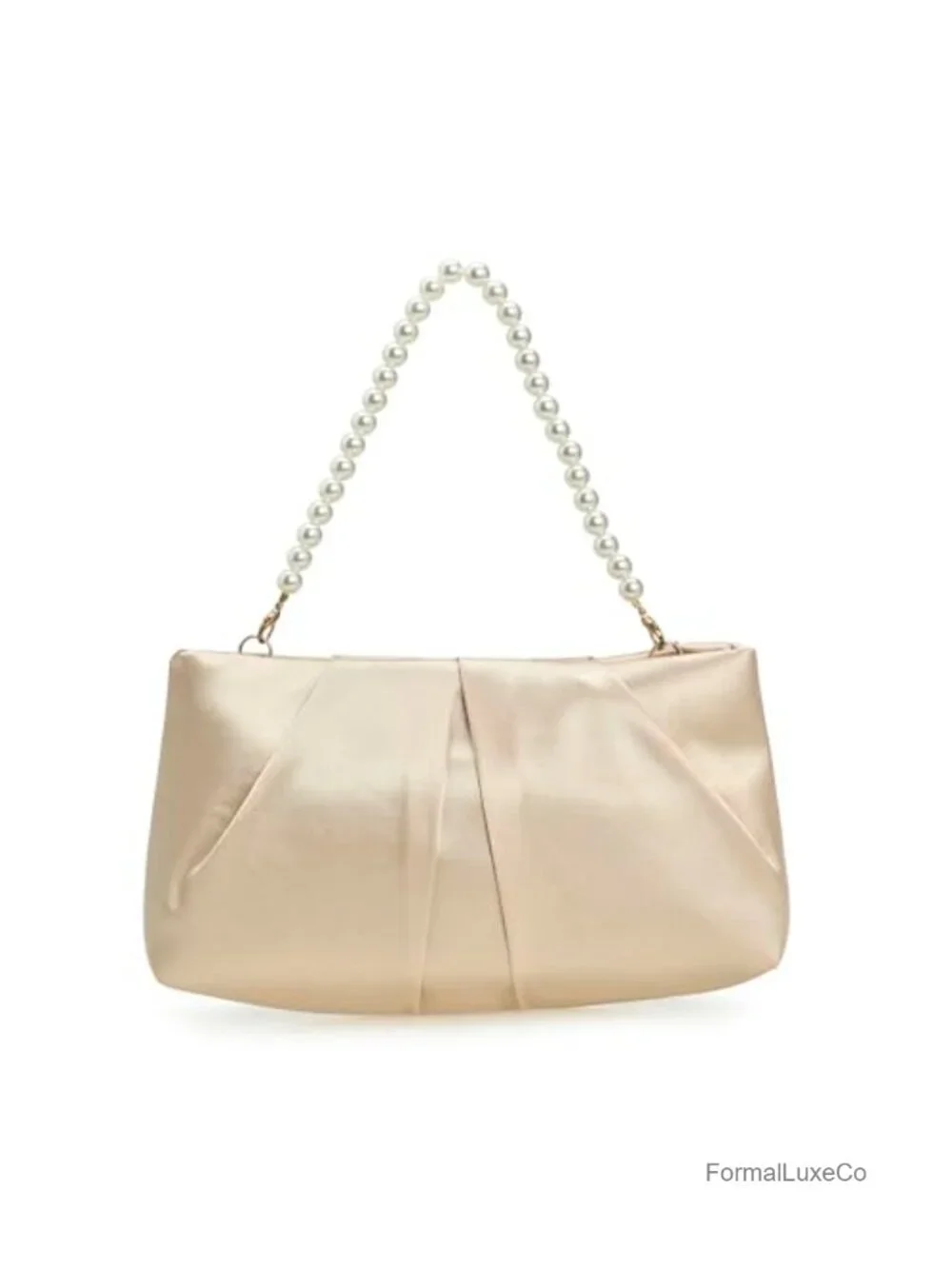 Pleated Satin Clutch Even Bag Wedding Party Formal Purse with Removable Chain